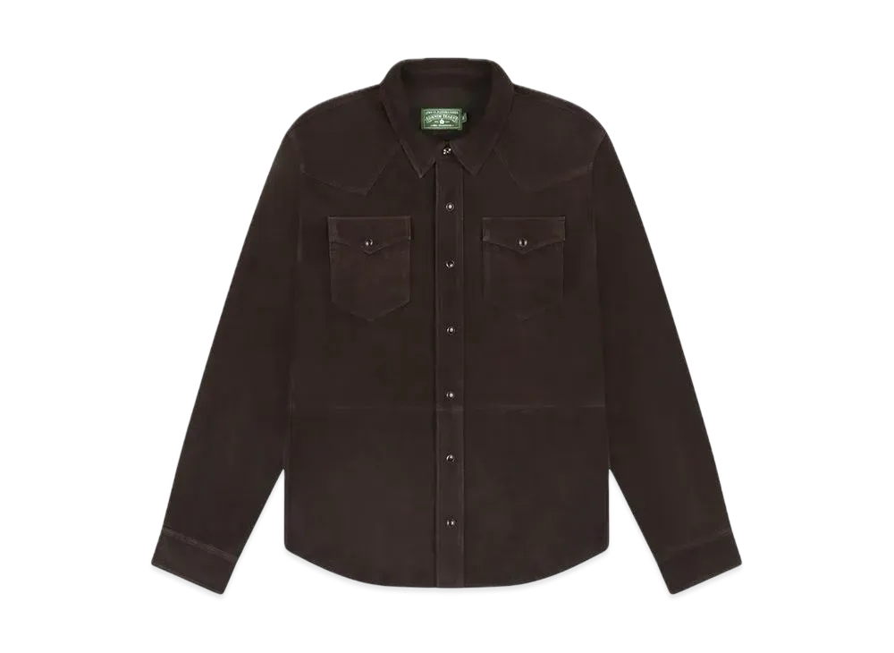 DENIM TEARS Suede Leather Shirt "Coffee"