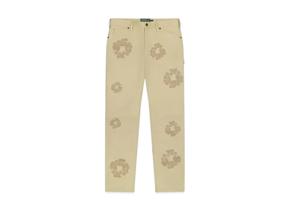 DENIM TEARS Leather Laser Cut Wreath Work Pant "Beige"