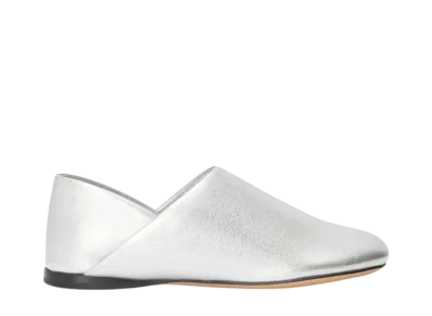 LOEWE Women's Toy slipper in laminated lambskin "Silver"