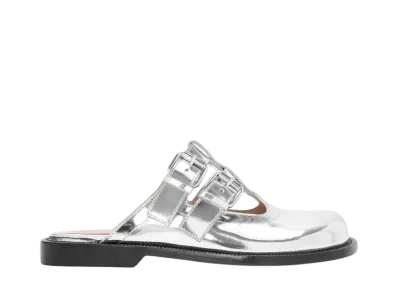 LOEWE Women's Campo Mary Jane mule in metallic calfskin "Silver"