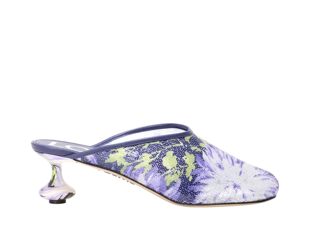 ロエベ ウィメンズ トイ ミュール スパンコール "ネイビー/ライラック"