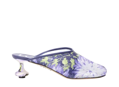 LOEWE Women's Toy Mule in Sequins "Navy/Lilac"