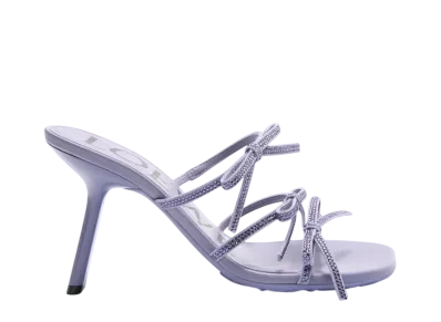 LOEWE Women's Petal sandal in suede and rhinestones "Lilac"