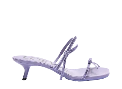 LOEWE Women's Petal sandal in suede and rhinestones "Lilac"