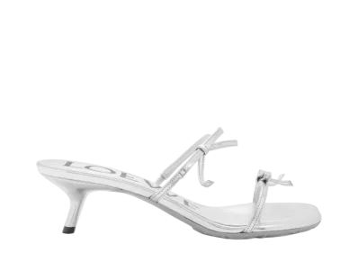 LOEWE Women's Petal sandal in metallic calfskin "Silver"