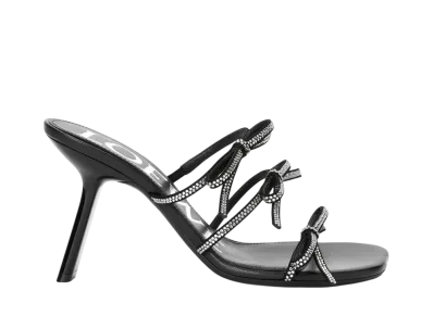 LOEWE Women's Petal sandal in suede and rhinestones "Black"