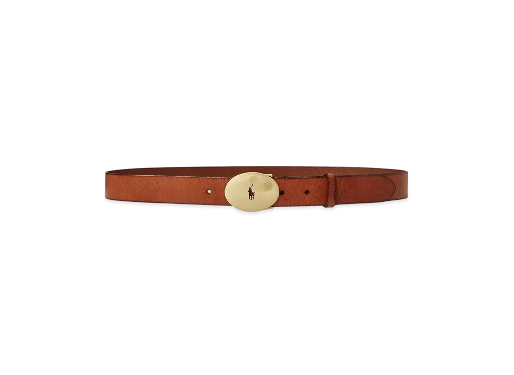 Polo Ralph Lauren Polo ID Oval Buckle Vachetta Belt "Brown"