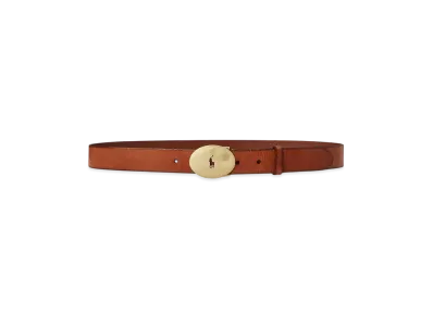 Polo Ralph Lauren Polo ID Oval Buckle Vachetta Belt "Brown"