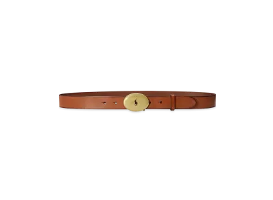 Polo Ralph Lauren Polo ID Oval Buckle Calfskin Belt "Brown"