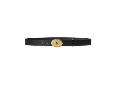 Polo Ralph Lauren Polo ID Oval Buckle Calfskin Belt "Black"