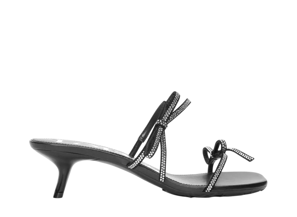 LOEWE Women's Petal sandal in suede and rhinestones "Black"