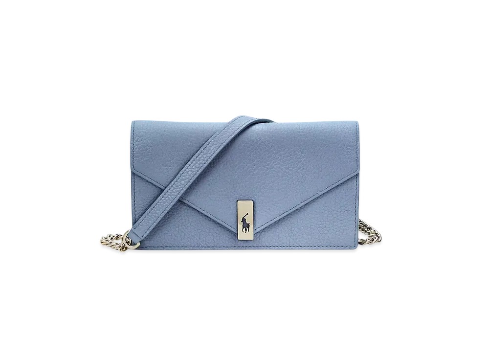 Polo Ralph Lauren Polo ID Pebbled Leather Chain Wallet "Blue"