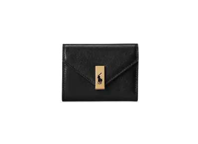 Polo Ralph Lauren Polo ID Leather Foldover Card Case "Black"