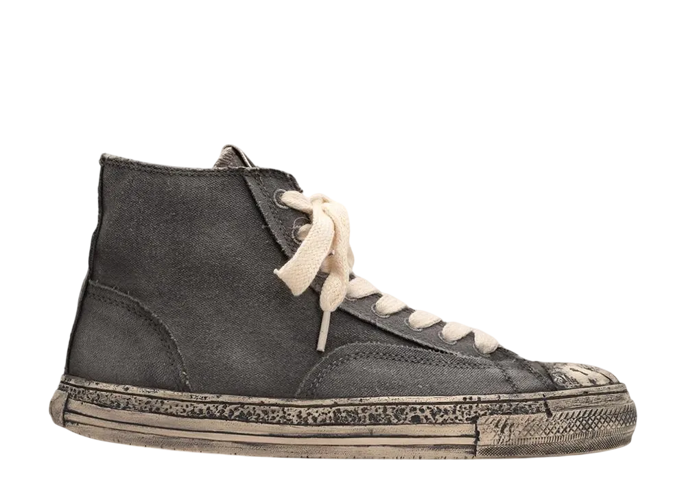 メゾンミハラヤスヒロ パストソール オーバーダイ コットンキャンバス ハイカットスニーカー "ダークグレー" (S12FW204)