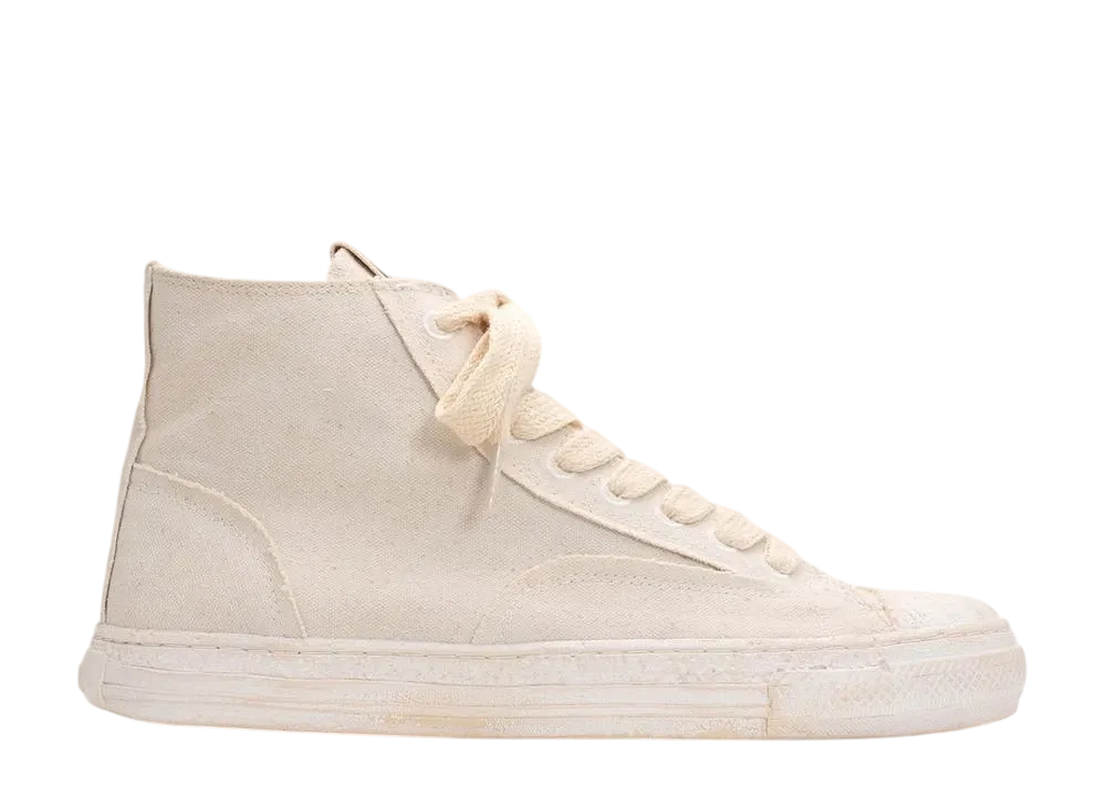 メゾンミハラヤスヒロ パストソール オーバーダイ コットンキャンバス ハイカットスニーカー "ホワイト" (S12FW204)