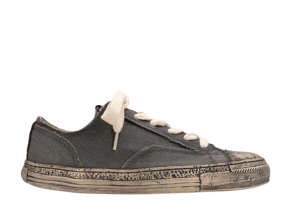 メゾンミハラヤスヒロ パストソール 6ホール オーバーダイ キャンバス ローカットスニーカー "ダークグレー" (S12FW205)