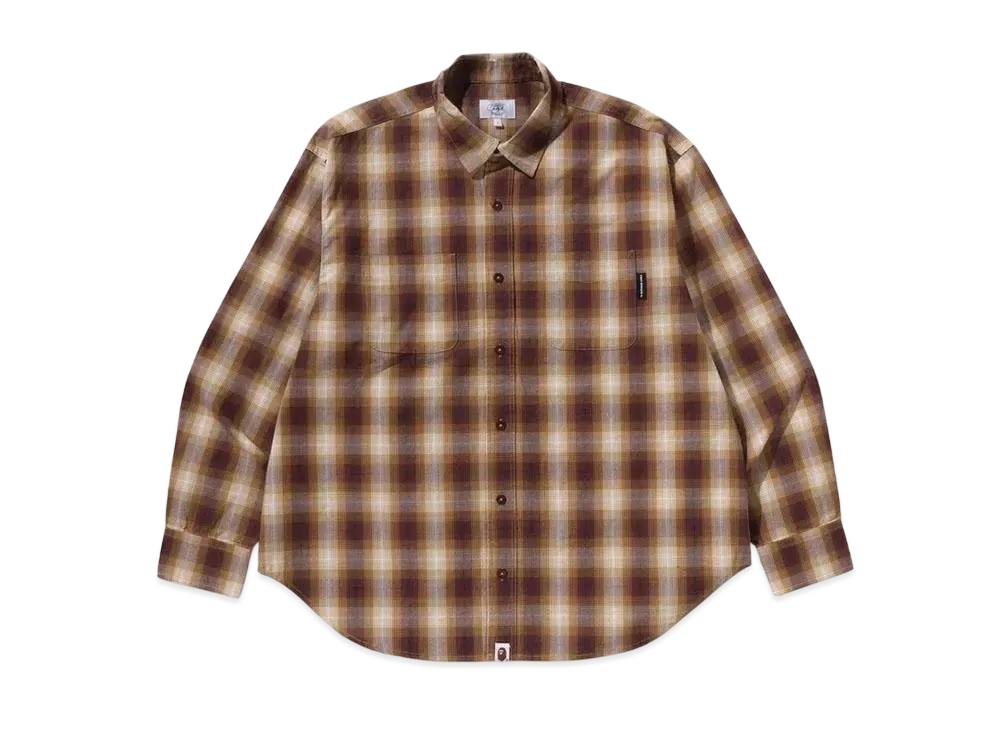 A BATHING APE Ombre Check College Relaxed Fit Shirt "Yellow"