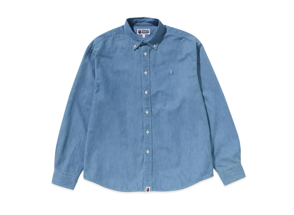 A BATHING APE One Point Light Weight Denim Ls Shirt "Light Indigo"