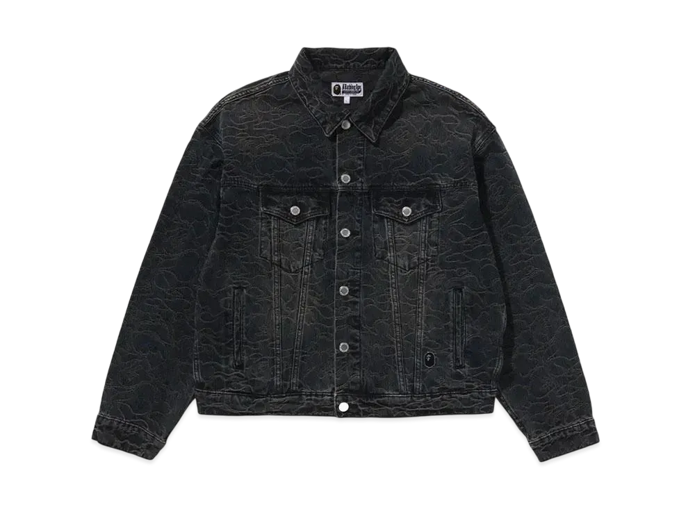 A BATHING APE Line Camo Jacquard 13OZ Denim Jacket "Gray"