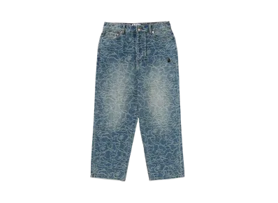 A BATHING APE Line Camo Jacquard One Point Relaxed Fit 13OZ Denim Pants "Light Indigo"
