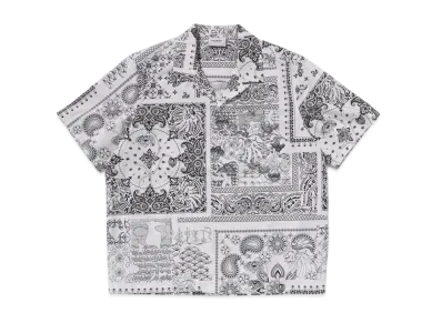 A BATHING APE Bape Black Boro Paisley Camp Shirt "White"