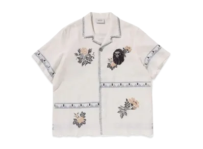 A BATHING APE Bpae Black Cross Stitched Shirt "Ivory"