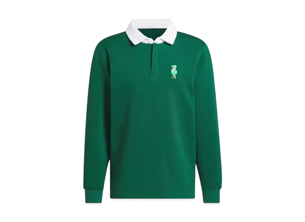 adidas Beyond The Course CHIP One-Point Logo Loose Fit Rugby Long Sleeve Shirt "Collegiate Green"