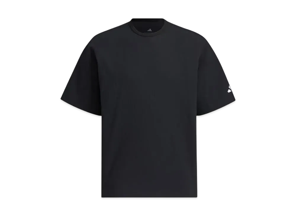 adidas Loose Fit Waffle Fabric Short Sleeve T-shirt "Black"