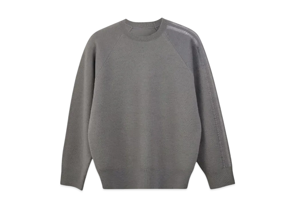 アディダス ワイスリー ロゴ ニット クルー スウェットシャツ "ソリッドグレー"