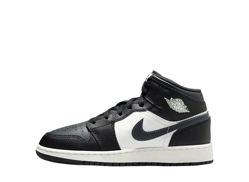 ナイキ GS エアジョーダン1 ミッド "ブラック/サミットホワイト/オフノワール" (キッズ)