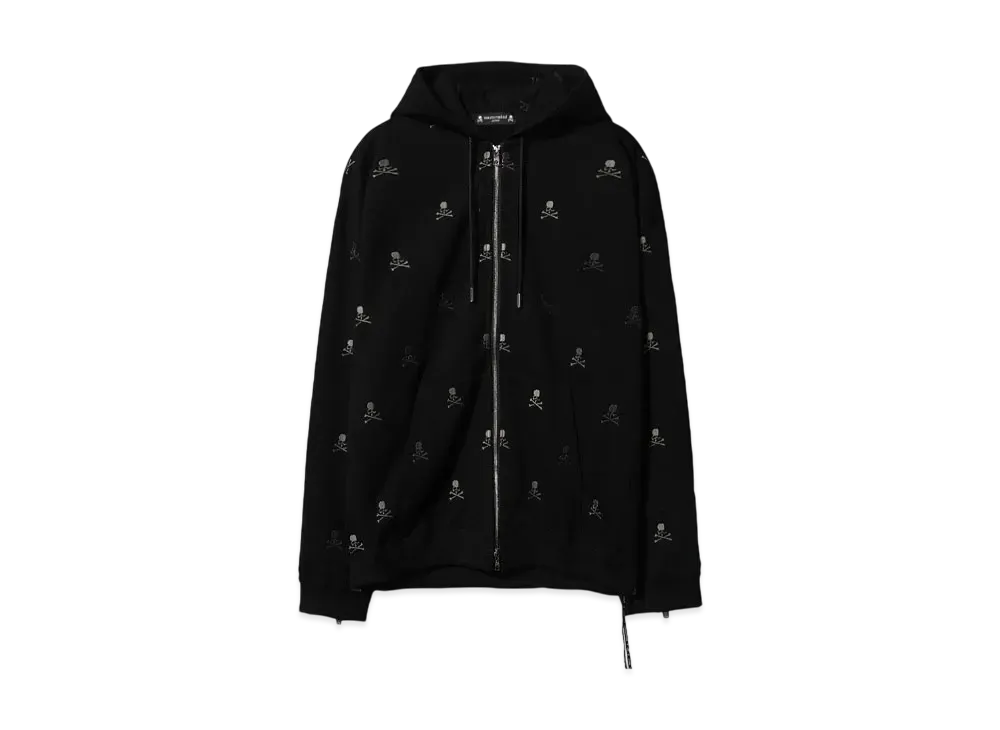 MASTERMIND JAPAN-SKULL MONOGRAM ZIP-UP HOODIE"BLACK"