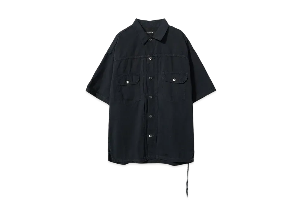 MASTERMIND JAPAN-DISTRESSED SS DENIM SHIRT"BLACK"