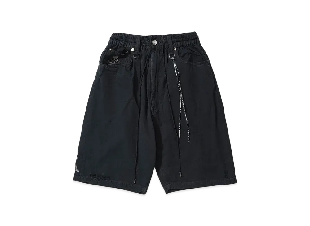 MASTERMIND JAPAN-DISTRESSED EASY DENIM SHORTS"BLACK"