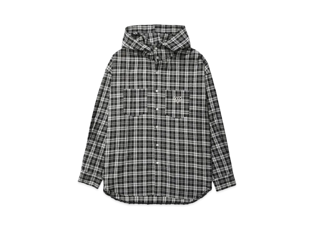 HTH check hood shirt "BLACK"