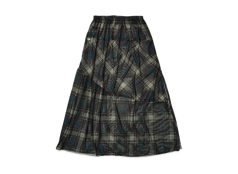 HTH check long skirt "NAVY"