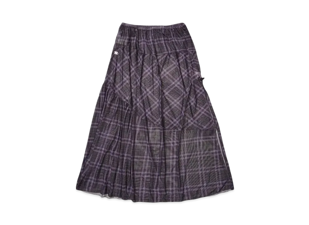 HTH check long skirt "PURPLE"