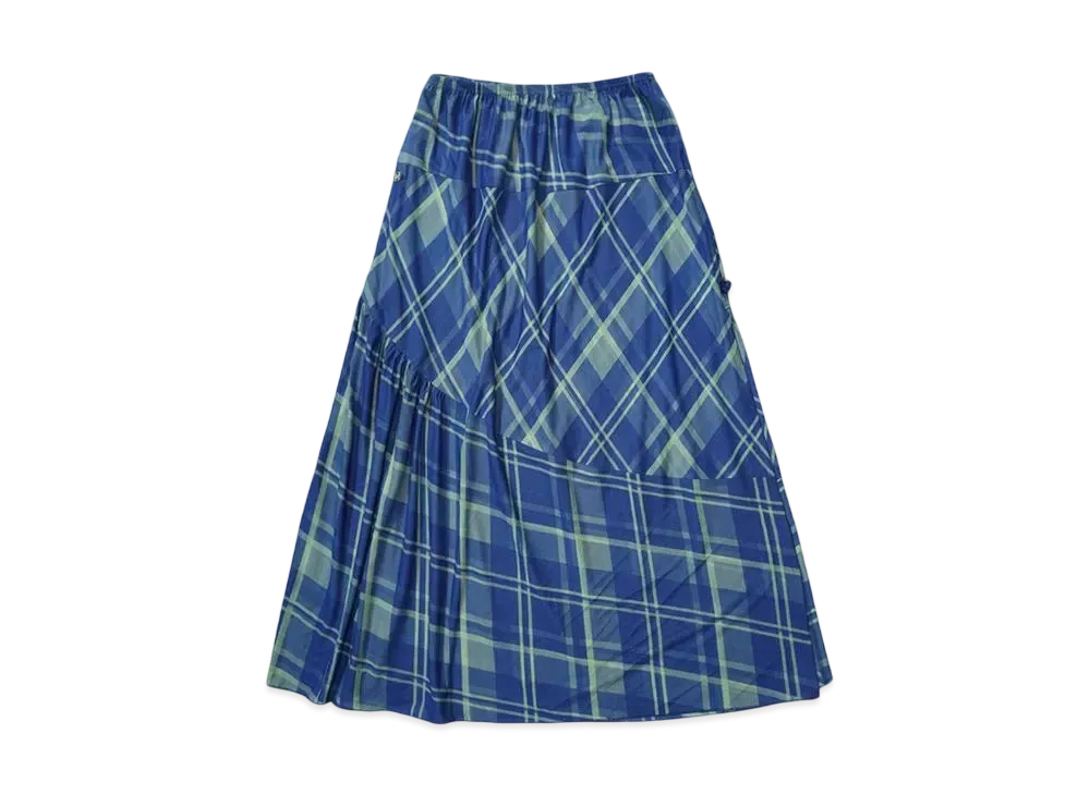 HTH check long skirt "BLUE"