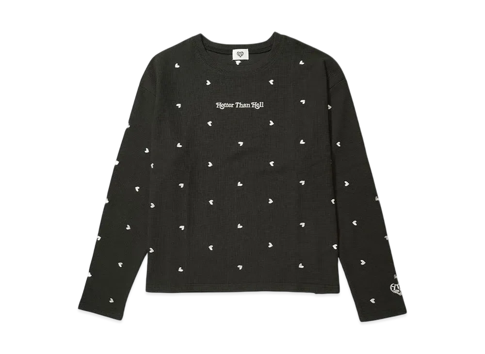 HTH Random Heart Waffle Long Tee "BLACK"