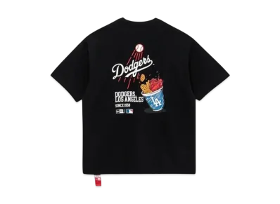 NEW ERA Short Sleeve T-shirt MLB Apparel Los Angeles Dodgers Food Logo "Black"