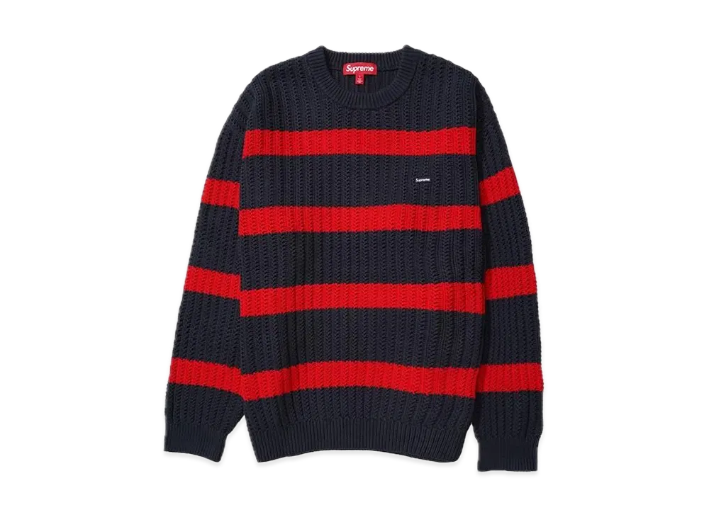 Supreme Loose Gauge Stripe Small Box Sweater "Navy"