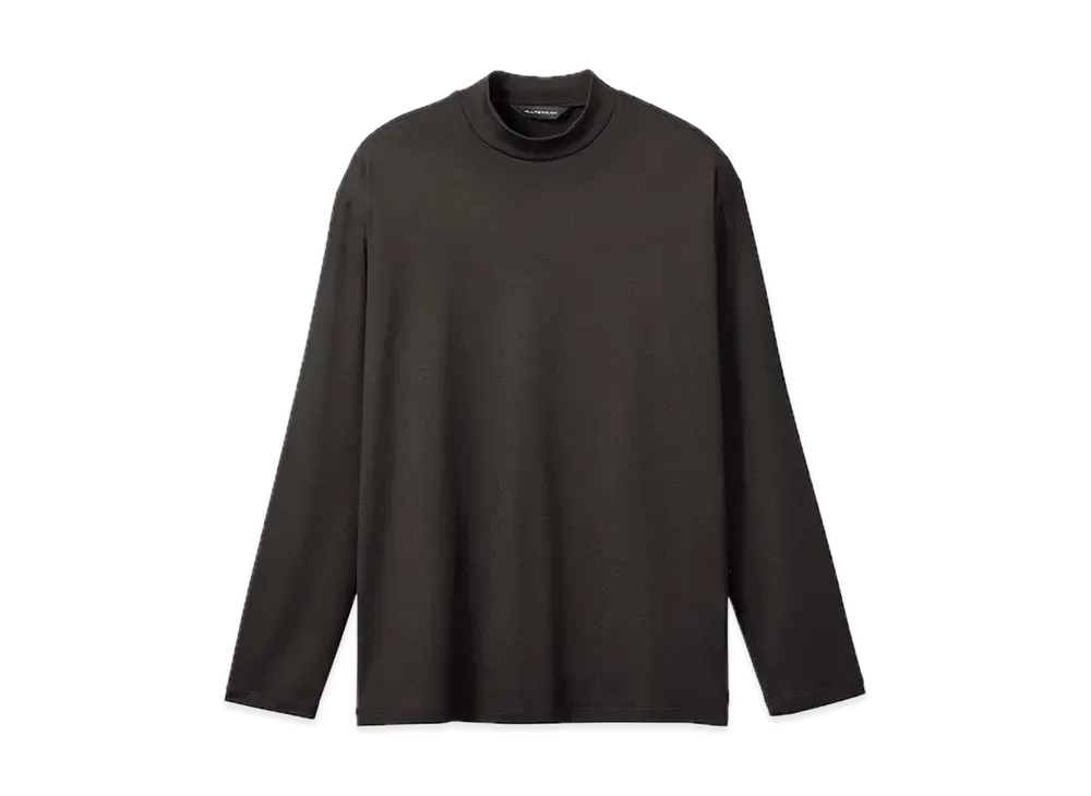DESCENTE ALLTERRAIN Wool Mix Mock Neck Long Sleeve T-Shirt "Dark Gray"