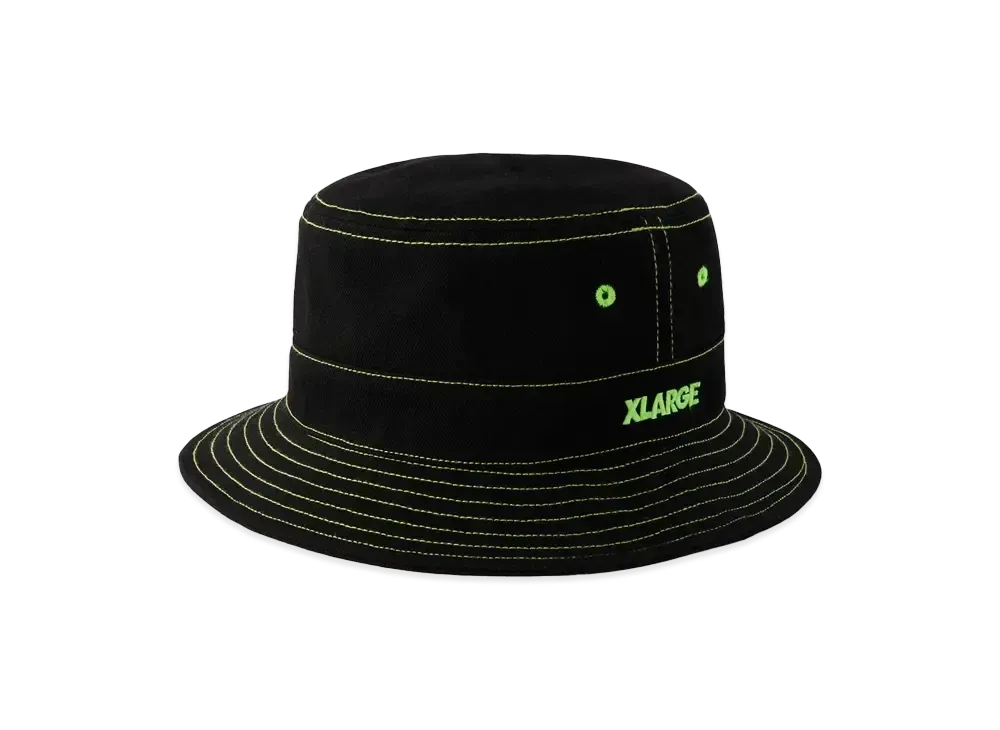 XLARGE CONTRAST STITCHED BUCKET HAT "BLACK"