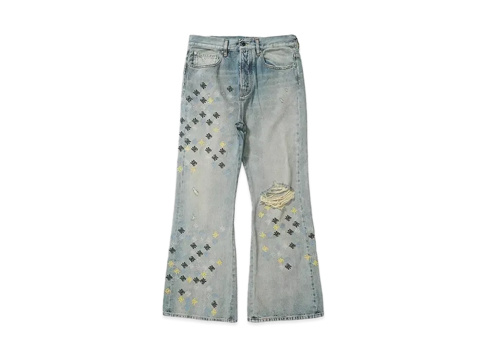 AMIRI MA QUAD EMBROIDERED FLARE "ANTIQUE INDIGO"