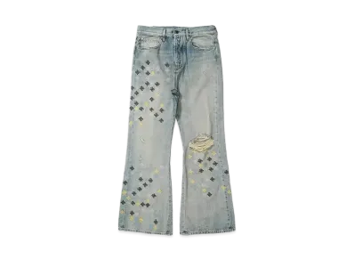 AMIRI MA QUAD EMBROIDERED FLARE "ANTIQUE INDIGO"