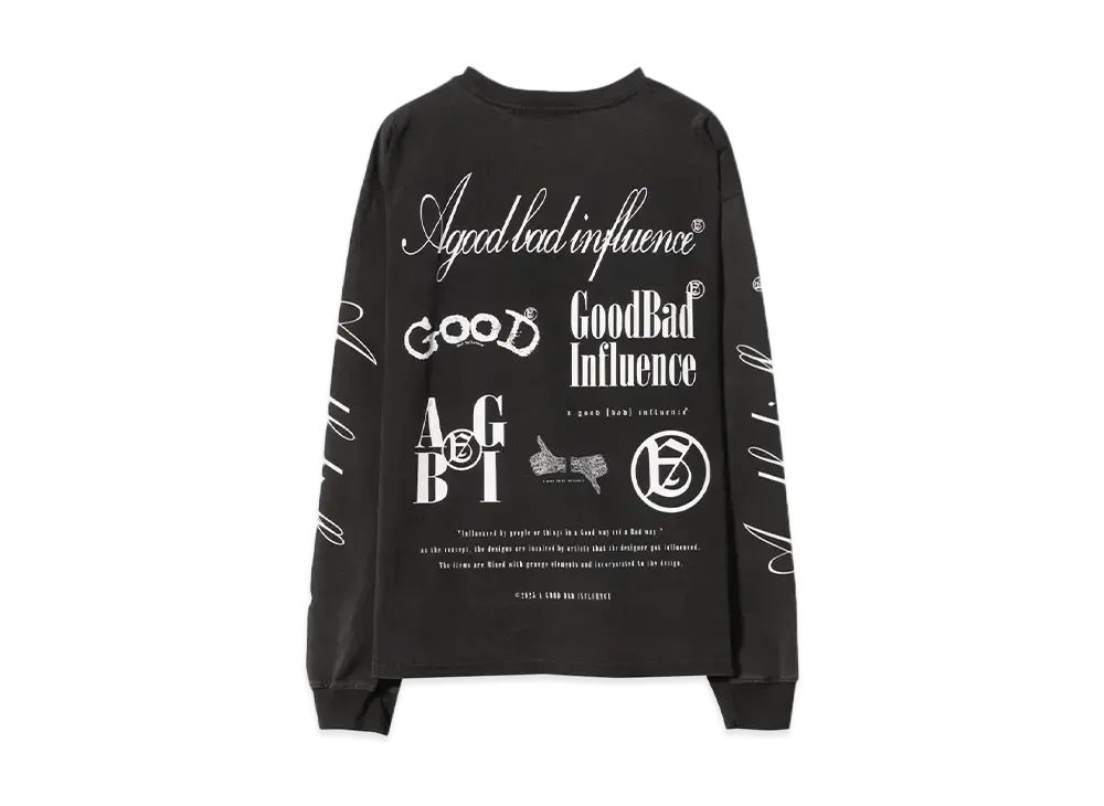 A GOOD BAD INFLUENCE ALL LOGO L/S T-SHIRT "BLACK"
