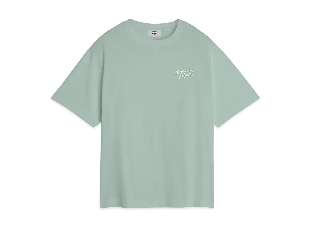 Maison Kitsune Handwritten Embroidery Oversize T-shirt "Vert De Gris"