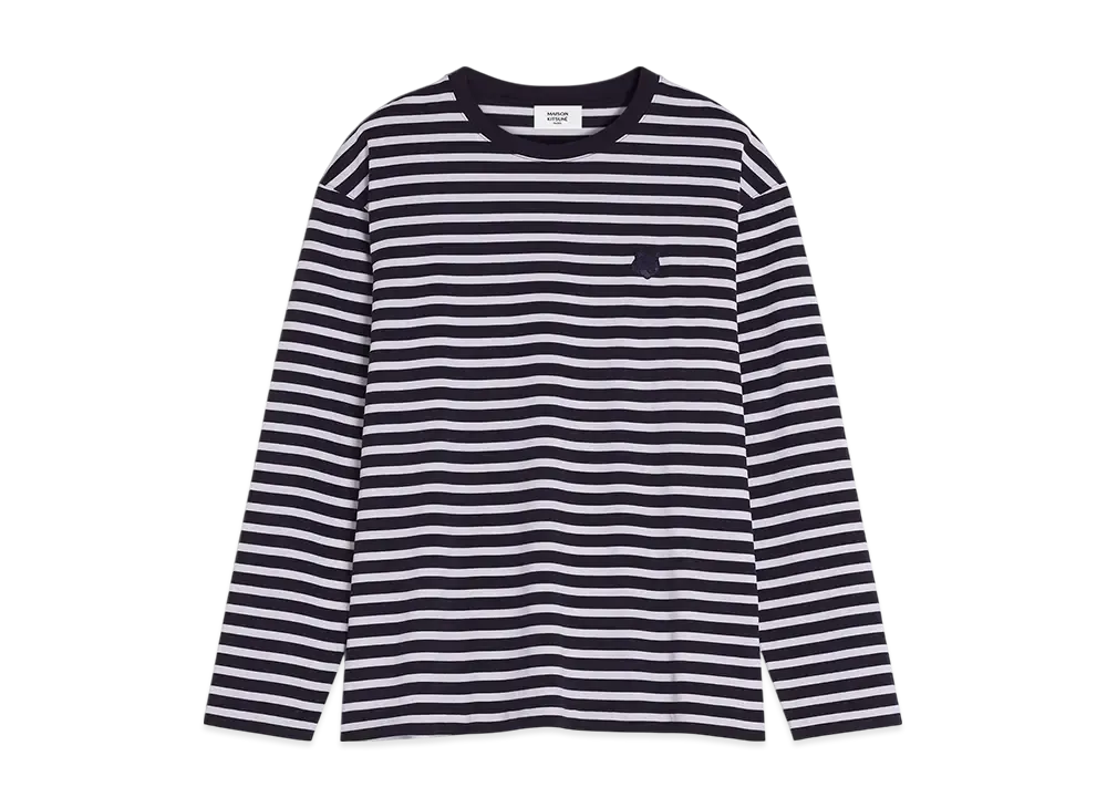 Maison Kitsune Bold Fox Head Patch Comfort Marine T-Shirt "Navy Stripes"
