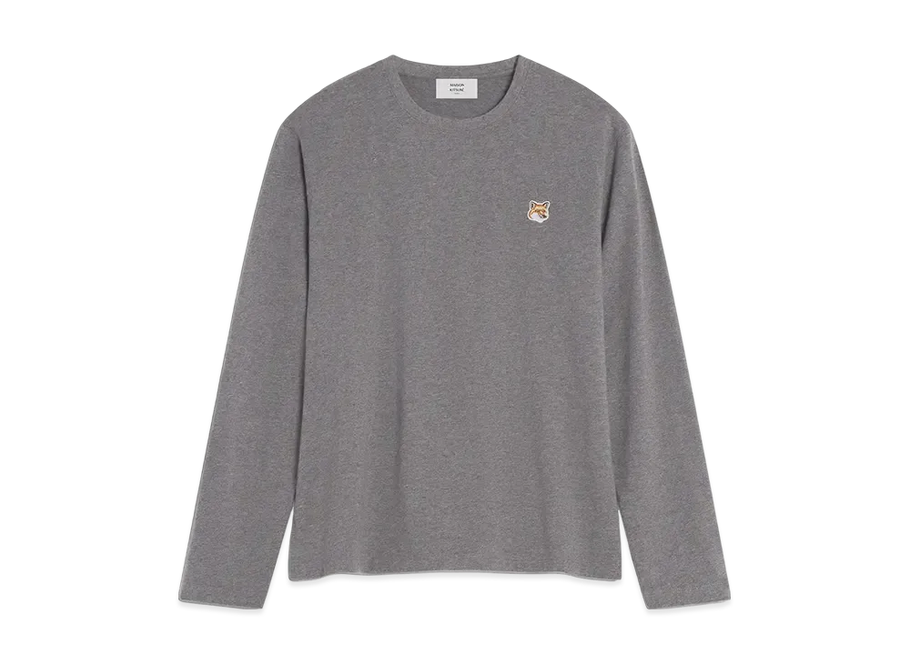 Maison Kitsune Fox Head Patch Regular Long Sleeve T-Shirt "Dark Grey Melange"