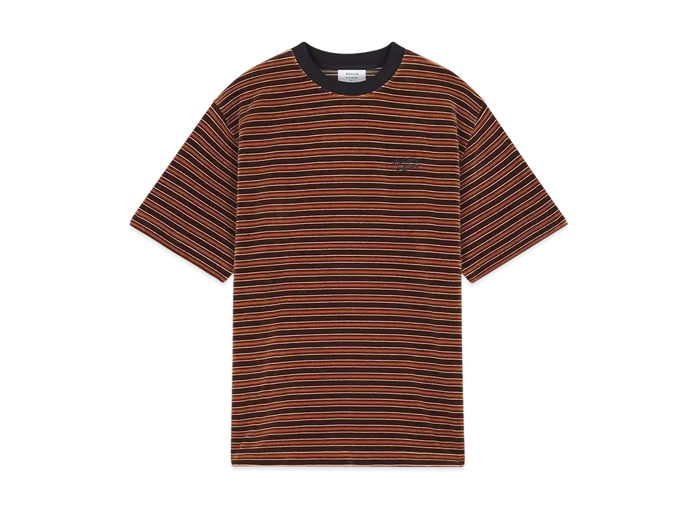 Maison Kitsune Stripe Velvet Oversize T-shirt "Sequoia/Birch"