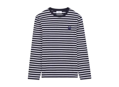 Maison Kitsune Bold Fox Head Patch Regular Marine T-Shirt "Navy Stripes"